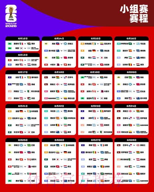 2026世界杯完整赛程今日比赛时间表免费观看